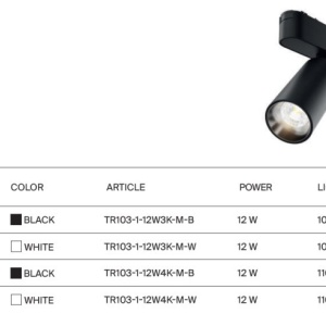 Spot LED, accesoriu pentru sina magnetica Radity, Focus negru 12W 3000K 220452 universul-luminii.ro