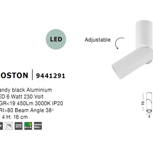 Spot LED aplicat ajustabil design modern BOSTON negru 191162 universul-luminii.ro