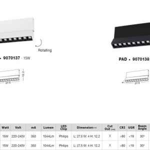 Spot LED aplicat ajustabil PAD 15W alb - Img 4