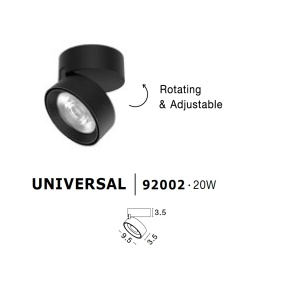 Spot LED aplicat ajustabil perete/tavan UNIVERSAL negru - Img 6