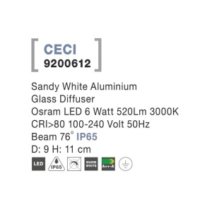 Spot LED aplicat de exterior IP65 CECI alb 9cm NVL-9200612 79492 universul-luminii.ro