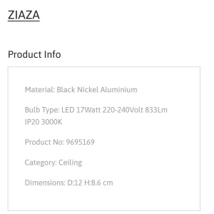 Spot LED aplicat diametru 12cm ZIAZA nickel negru, NVL-9695169 246312 universul-luminii.ro
