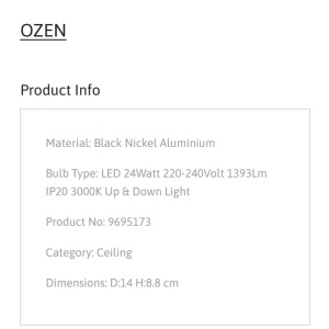 Spot LED aplicat diametru 14cm OZEN nickel negru, NVL-9695173 246332 universul-luminii.ro