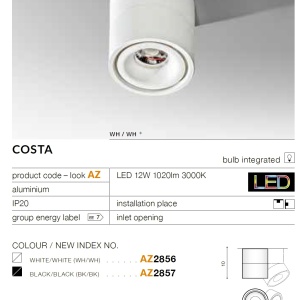 Spot LED aplicat directionabil de tavan/plafon COSTA alb - Img 5