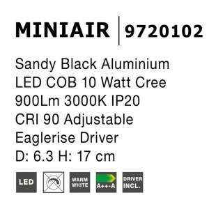 Spot LED aplicat, directionabil MINIAIR negru NVL-9720102 - Img 2