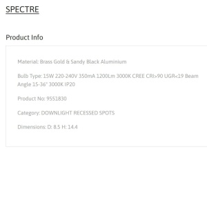 Spot LED aplicat SPECTRE 15W negru/alama - Img 4