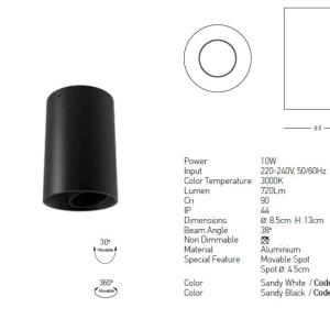 Spot LED aplicat tavan IP44 Hugo negru - Img 4
