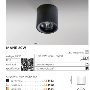 Spot LED aplicat tavan/plafon MANE 20W alb - Img 5