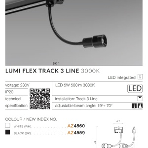 Spot LED directionabil pe sina LUMI FLEX TRACK 3Line 5W alb 98592 universul-luminii.ro