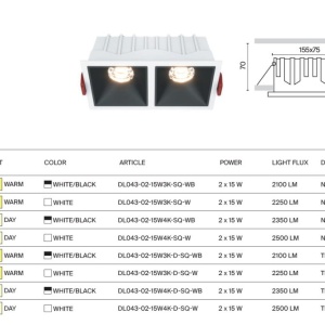 Spot LED incastrabil cu 2 surse de iluminat Alpha alb, 30W, 3000K 178812 universul-luminii.ro
