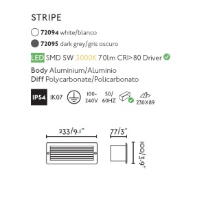 Spot LED incastrabil de exterior IP54 iluminat ambiental STRIPE gri 82092 universul-luminii.ro