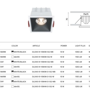 Spot LED incastrabil dimabil design tehnic Alpha alb 8,5x8,5cm, 3000K 173182 universul-luminii.ro