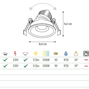 Spot LED incastrabil GALEXO H0106 alb cu inel negru 206612 universul-luminii.ro