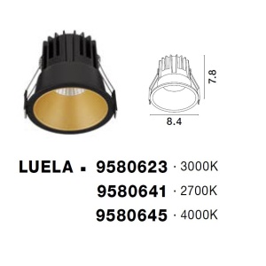 Spot LED incastrabil tavan fals / plafon LUELA 3000K negru/auriu 223652 universul-luminii.ro
