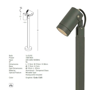 Stalp cu spot directionabil iluminat exterior modern IP54 Milly 154292 universul-luminii.ro