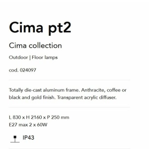 Stalp de exterior cu protectie IP44 CIMA PT2 NERO 44352 universul-luminii.ro