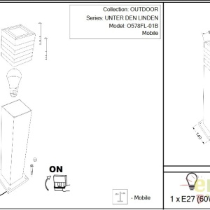 Stalp de exterior cu protectie IP54, Unter den Linden H-61cm MYO578FL-01B 52872 universul-luminii.ro