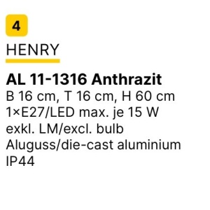 Stalp de exterior IP44 HENRY antracit H-60cm - Img 11