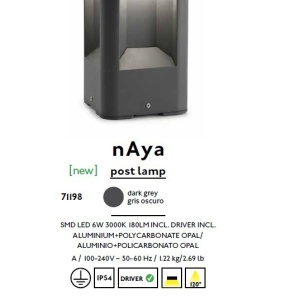 Stalp de exterior modern cu iluminat LED inaltime 20,5cm cu protectie IP54 NAYA LED 71198 42412 universul-luminii.ro