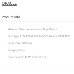 Stalp de exterior pentru terasa sau gradina, ORACLE H-60cm 152932 universul-luminii.ro