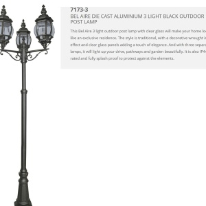Stalp de iluminat exterior stil traditional Bel Aire 7173-3 SRT 185572 universul-luminii.ro