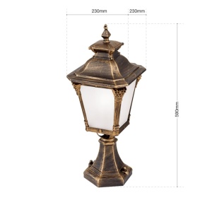 Stalp exterior stil clasic IP23 H57cm Aiko AL 11-1139/1 Patina OR 173682 universul-luminii.ro