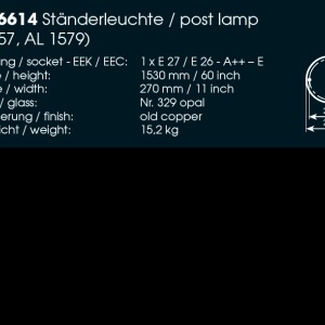 Stalp iluminat exterior din fier forjat, inaltime 153cm, AL 6614 47322 universul-luminii.ro