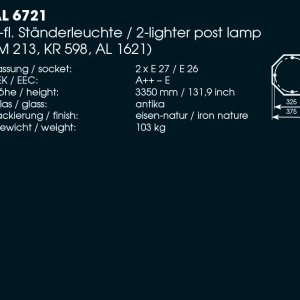 Stalp iluminat exterior din fier forjat, inaltime 335cm, AL 6721 58932 universul-luminii.ro
