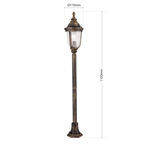 Stalp iluminat exterior IP23 H112cm August AL 11-1122/1 Patina OR 174512 universul-luminii.ro