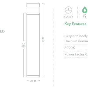 Stalp iluminat exterior IP44 LED Sanderson 80cm 113542 universul-luminii.ro