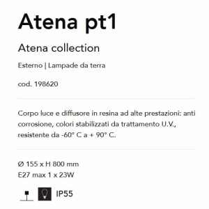 Stalp iluminat exterior modern ATENA PT1 NERO 92612 universul-luminii.ro