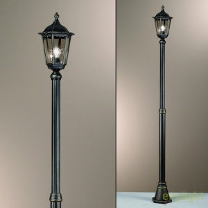 Stalp iluminat exterior stil clasic IP43 H249 Puchberg AL 11K/82508 schwarz-gold/rauch OR 46862 universul-luminii.ro