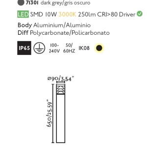Stalp LED de iluminat exterior design modern IP65 PLIM-3 78932 universul-luminii.ro