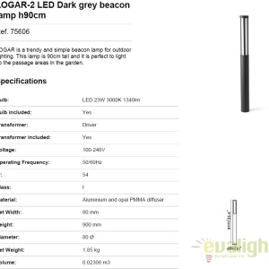 Stalp LED iluminat exterior design modern LOGAR-2 H90cm 75606 49282 universul-luminii.ro