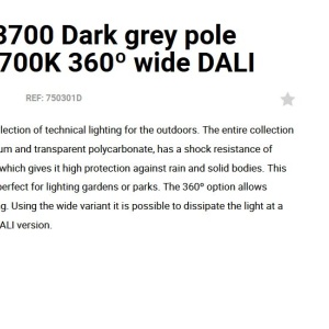 Stalp LED iluminat exterior simetric 360º wide IP65 RUSH 370cm 2700K DALI 129132 universul-luminii.ro