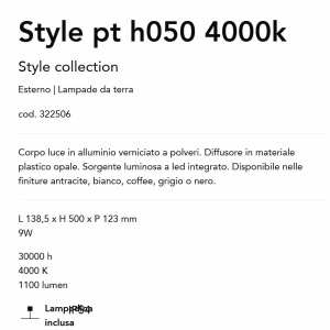 Stalp LED iluminat exterior Style pt h050 4000k negru 143582 universul-luminii.ro