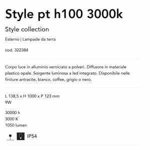 Stalp LED iluminat exterior Style pt h100 3000k gri 143532 universul-luminii.ro