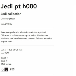 Stalp LED slim pentru iluminat exterior, IP65 Jedi pt h080 negru 56012 universul-luminii.ro