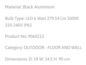 Stalp mediu LED pentru exterior design modern IP65 Carina negru 129832 universul-luminii.ro