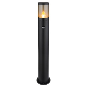 Stalp mediu pentru exterior cu senzor de miscare design modern IP44 Xeloo negru, fumuriu