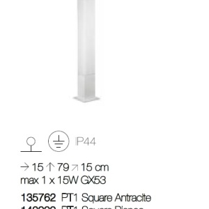 Stalp modern de exterior cu protectie IP44 EDO OUTDOOR PT1 SQUARE alb 142999 176192 universul-luminii.ro