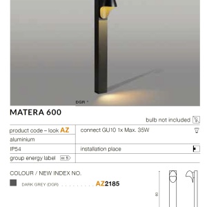 Stalp pentru iluminat exterior design modern IP54 MATERA H-60cm 184362 universul-luminii.ro