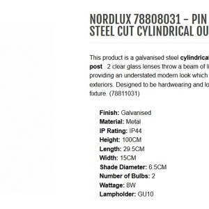 Stalp pentru iluminat exterior, H 100cm IP44 PIN 78808031 49392 universul-luminii.ro