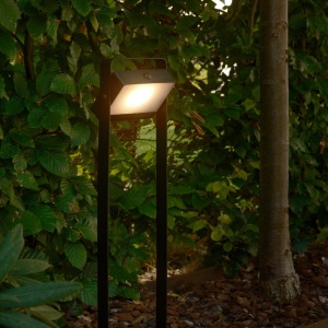 Stalp solar cu senzor de miscare, protectie IP44, Saulio negru 244202 universul-luminii.ro