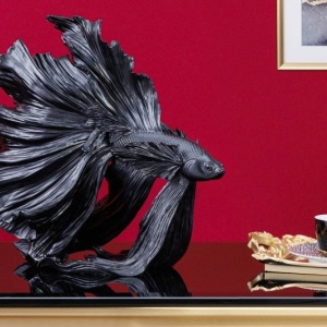 Statueta decorativa extravaganta Fisch Crowntail 35cm, negru - Img 6