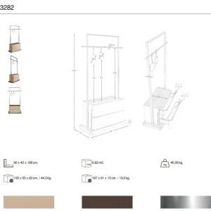 Suport pentru haine bara cu inele si sertare Coat Rack - Img 4