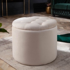 Taburete cu spatiu de depozitare Modern Barock 50cm, bej - Img 4