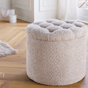 Taburete cu spatiu de depozitare Modern Barock 50cm, boucle champagne - Img 5