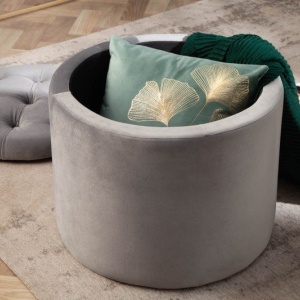 Taburete cu spatiu de depozitare Modern Barock 50cm, gri argintiu - Img 2