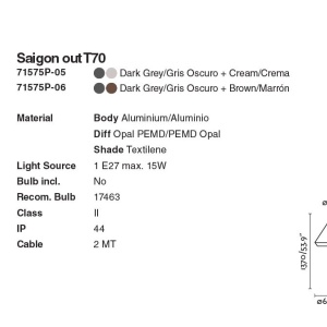 Tarus de iluminat exterior decorativ SAIGON T70 gri/crem 127672 universul-luminii.ro